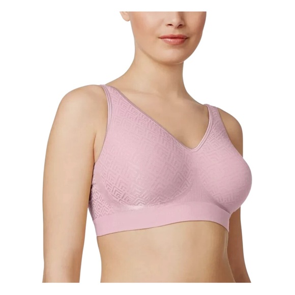 Hanes Comfort Revolution Wirefree Bra DF3484 Hush Pink Medium Flex Fit - Picture 1 of 6